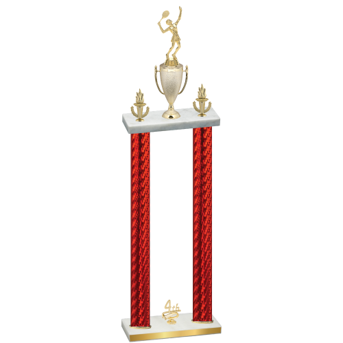 Double Red Carbon Fiber Fourth Place Tennis Trophy