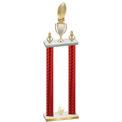 Double Red Carbon Fiber Third Place Football Trophy