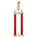 Double Red Carbon Fiber Fourth Place Football Trophy