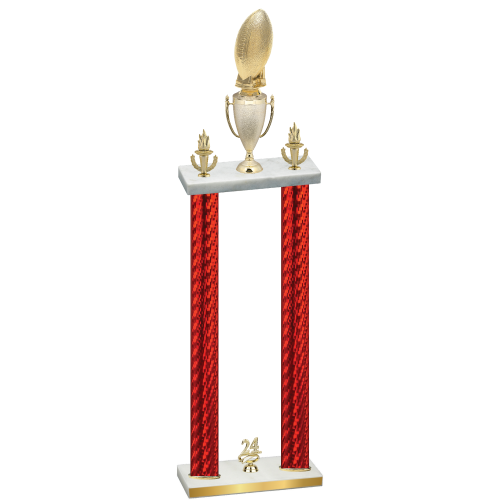 Double Red Carbon Fiber Year Football Trophy