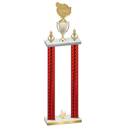 Double Red Carbon Fiber Fourth Place Tennis Trophy