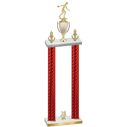 Double Red Carbon Fiber Year Bowling Trophy