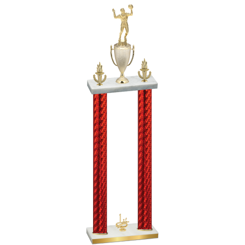 Double Red Carbon Fiber First Place Volleyball Trophy