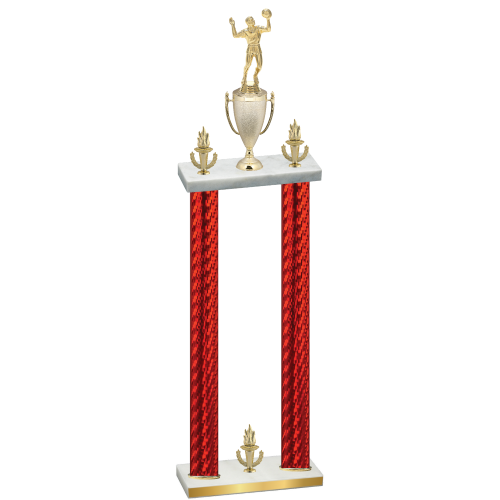 Double Red Carbon Fiber Victory Volleyball Trophy