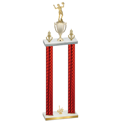 Double Red Carbon Fiber First Place Volleyball Trophy