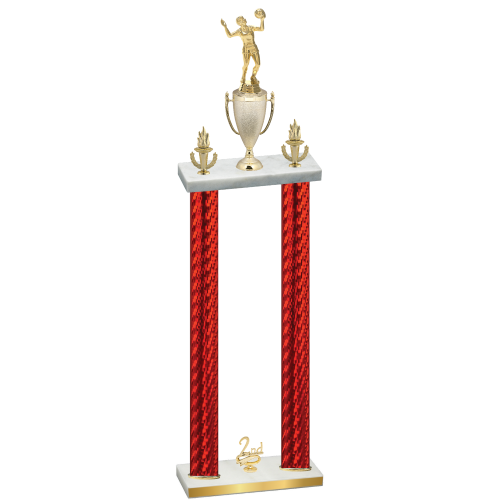 Double Red Carbon Fiber Second Place Volleyball Trophy