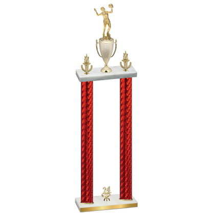Double Red Carbon Fiber Year Volleyball Trophy