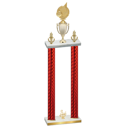 Double Red Carbon Fiber Third Place Volleyball Trophy