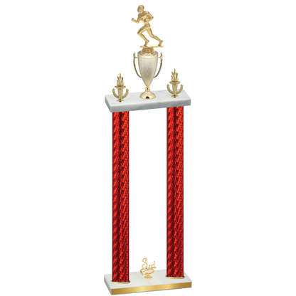 Double Red Carbon Fiber Third Place Football Trophy