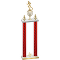Double Red Carbon Fiber Fourth Place Football Trophy