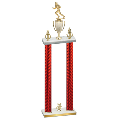 Double Red Carbon Fiber Year Football Trophy