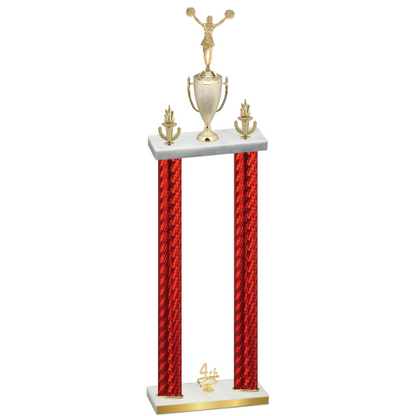 Double Red Carbon Fiber Fourth Place Cheerleading Trophy