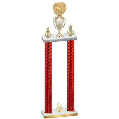 Double Red Carbon Fiber Fourth Place Cheerleading Trophy