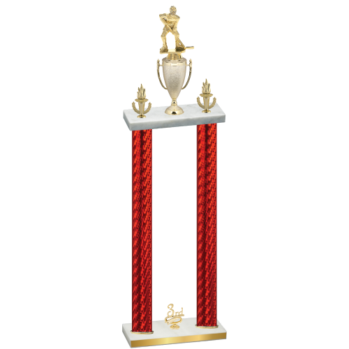 Double Red Carbon Fiber Third Place Hockey Trophy