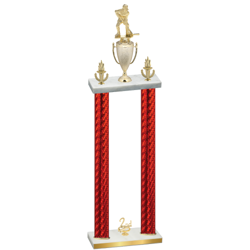 Double Red Carbon Fiber Second Place Hockey Trophy