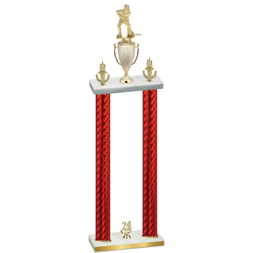 Double Red Carbon Fiber Year Hockey Trophy