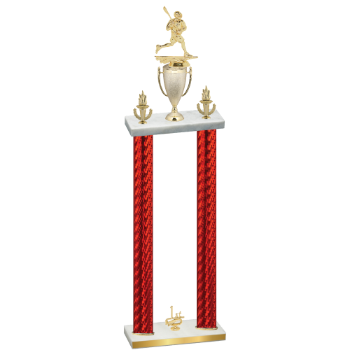 Double Red Carbon Fiber First Place Lacrosse Trophy