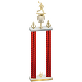Double Red Carbon Fiber Third Place Lacrosse Trophy