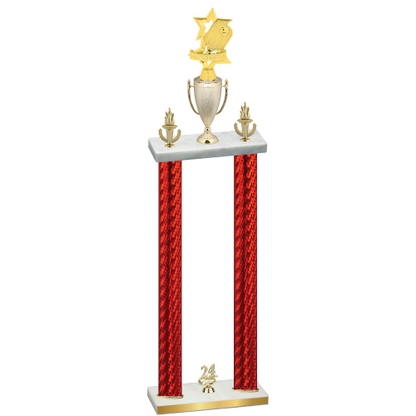 Double Red Carbon Fiber Year Pickleball Trophy