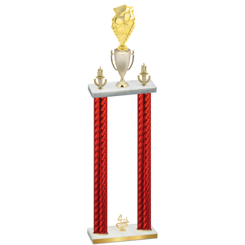 Double Red Carbon Fiber Fourth Place Pickleball Trophy