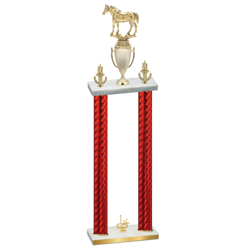 Double Red Carbon Fiber First Place Horses Trophy