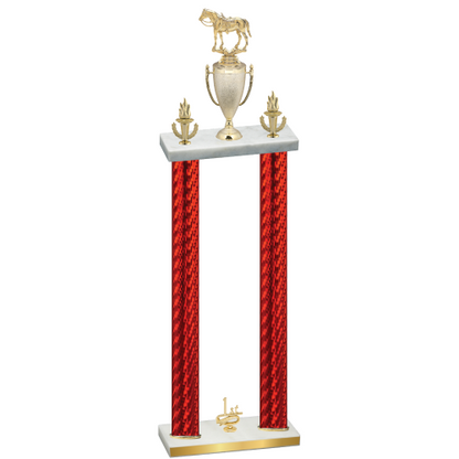 Double Red Carbon Fiber First Place Horses Trophy