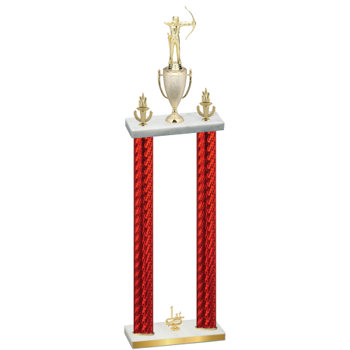 Double Red Carbon Fiber First Place Archery Trophy