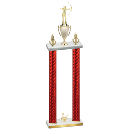 Double Red Carbon Fiber Third Place Archery Trophy
