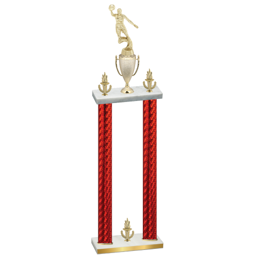 Double Red Carbon Fiber Victory Basketball Trophy