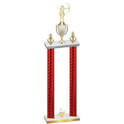 Double Red Carbon Fiber Second Place Archery Trophy
