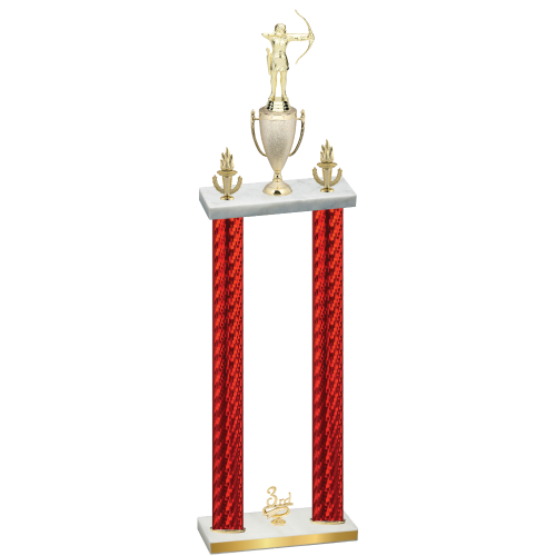 Double Red Carbon Fiber Third Place Archery Trophy