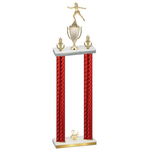 Double Red Carbon Fiber Second Place Skater Trophy