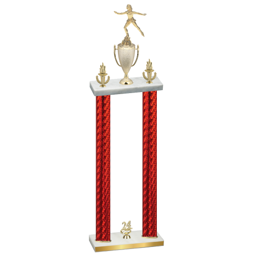 Double Red Carbon Fiber Year Skater Trophy