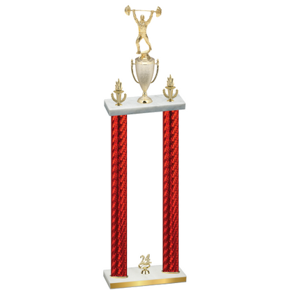 Double Red Carbon Fiber Year Weights Trophy