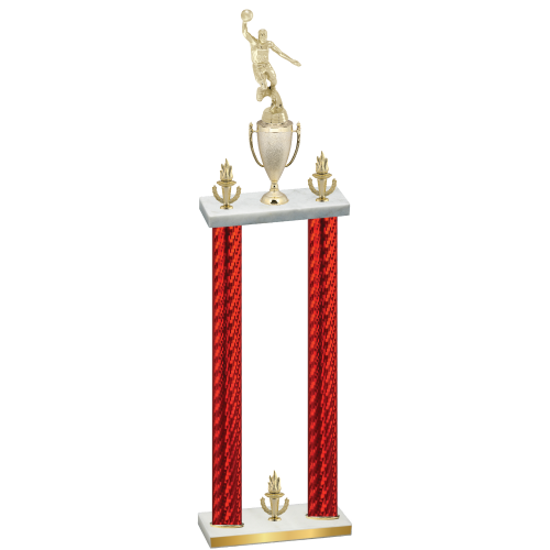 Double Red Carbon Fiber Victory Basketball Trophy