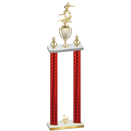 Double Red Carbon Fiber Second Place Flag Football Trophy