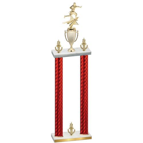 Double Red Carbon Fiber Victory Flag Football Trophy