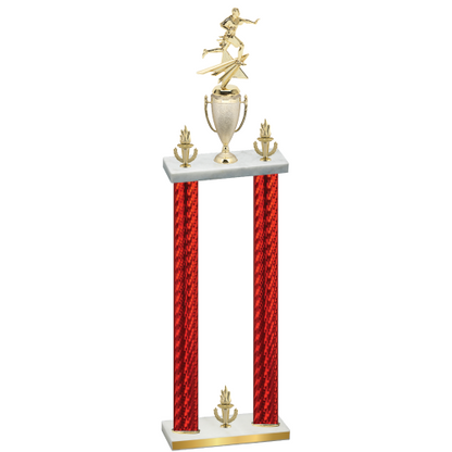 Double Red Carbon Fiber Victory Flag Football Trophy