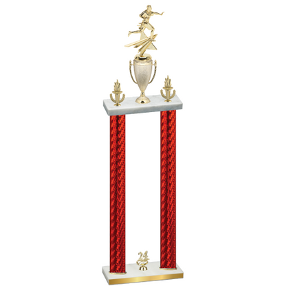 Double Red Carbon Fiber Year Flag Football Trophy