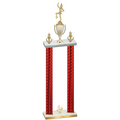 Double Red Carbon Fiber Fourth Place Majorette Trophy