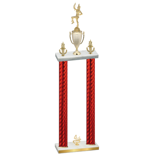 Double Red Carbon Fiber Fourth Place Majorette Trophy