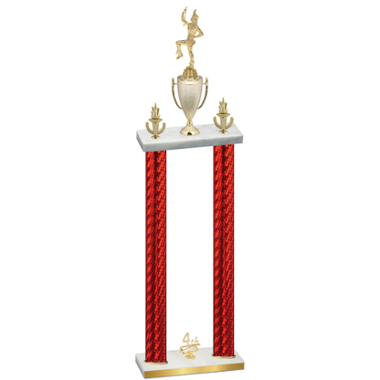 Double Red Carbon Fiber Fourth Place Majorette Trophy