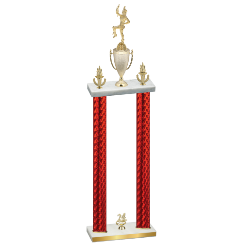 Double Red Carbon Fiber Year Majorette Trophy