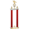 Double Red Carbon Fiber Third Place Fishing Trophy