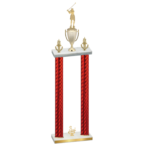 Double Red Carbon Fiber Third Place Golf Trophy