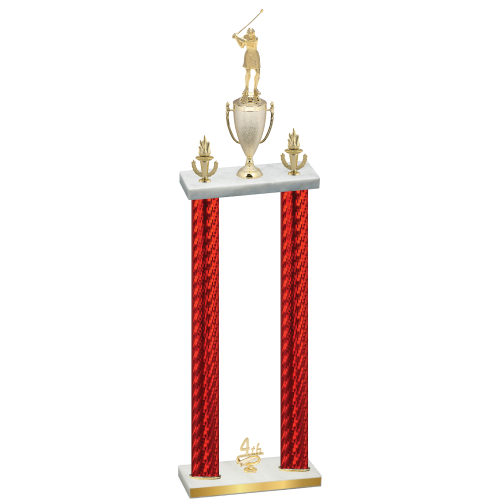 Double Red Carbon Fiber Fourth Place Golf Trophy