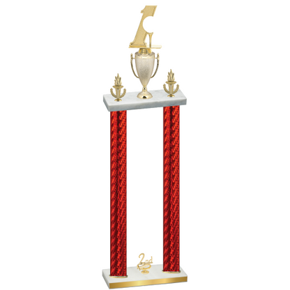 Double Red Carbon Fiber Second Place Golf Trophy