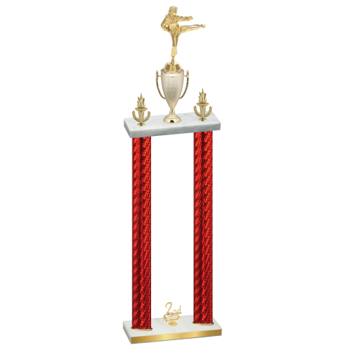 Double Red Carbon Fiber Second Place Karate Trophy