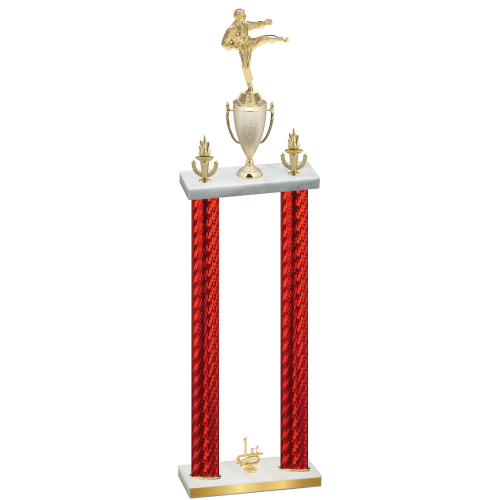 Double Red Carbon Fiber First Place Karate Trophy