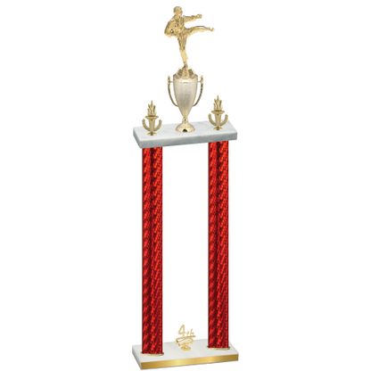 Double Red Carbon Fiber Fourth Place Karate Trophy